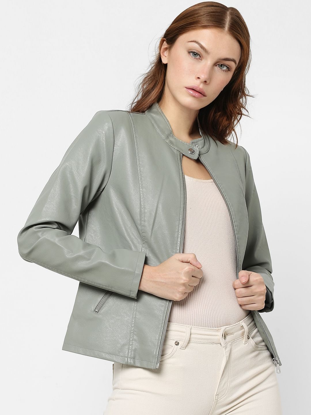 Green Faux Leather Jacket