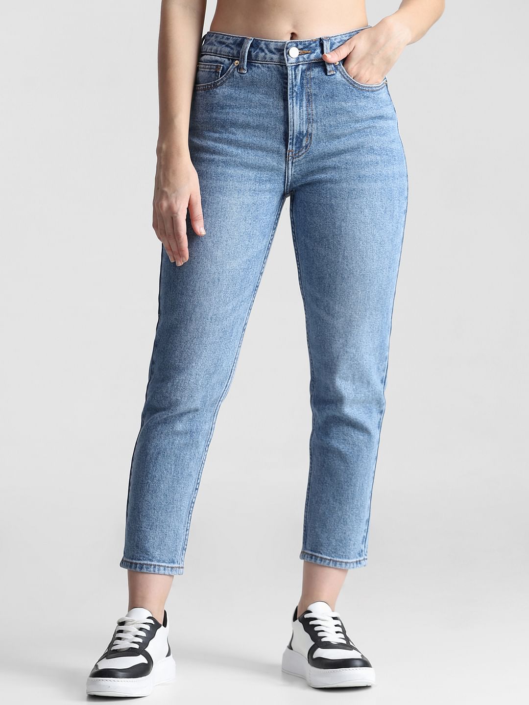 Light Blue High Rise Mom Fit Jeans