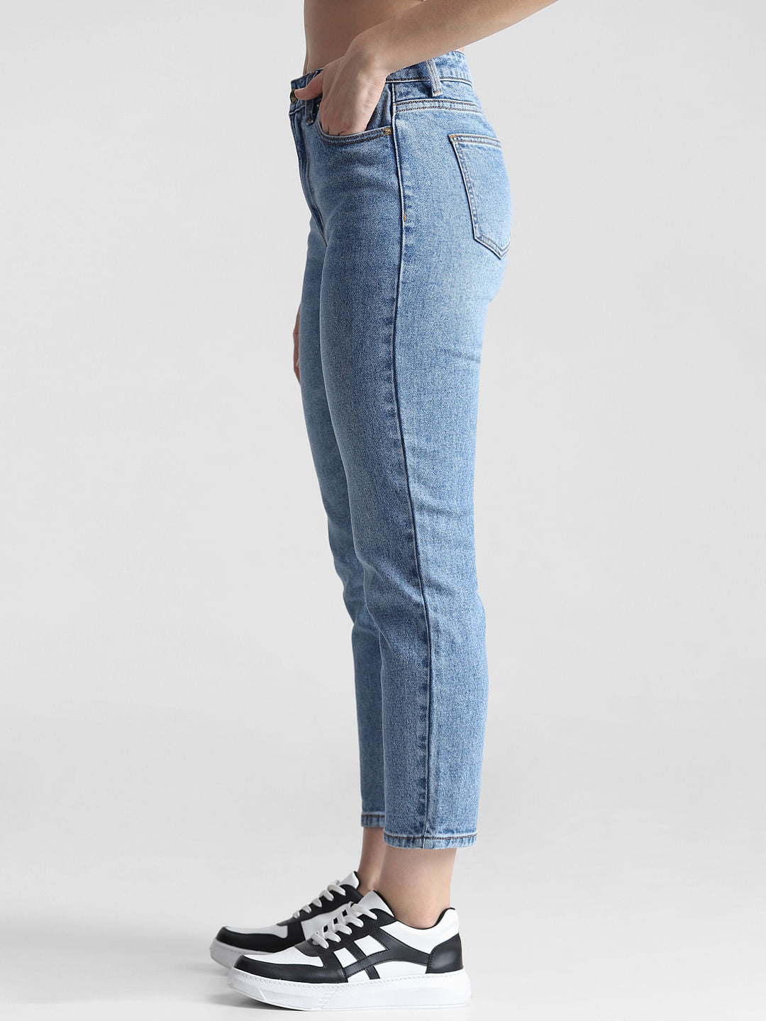 Light Blue High Rise Mom Fit Jeans