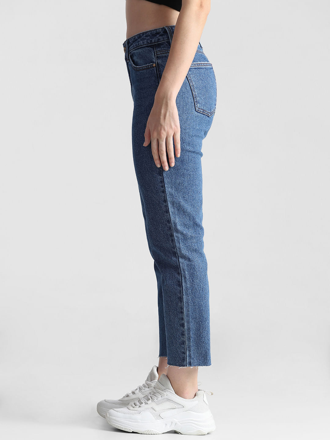 Blue High Rise Mom Fit Jeans