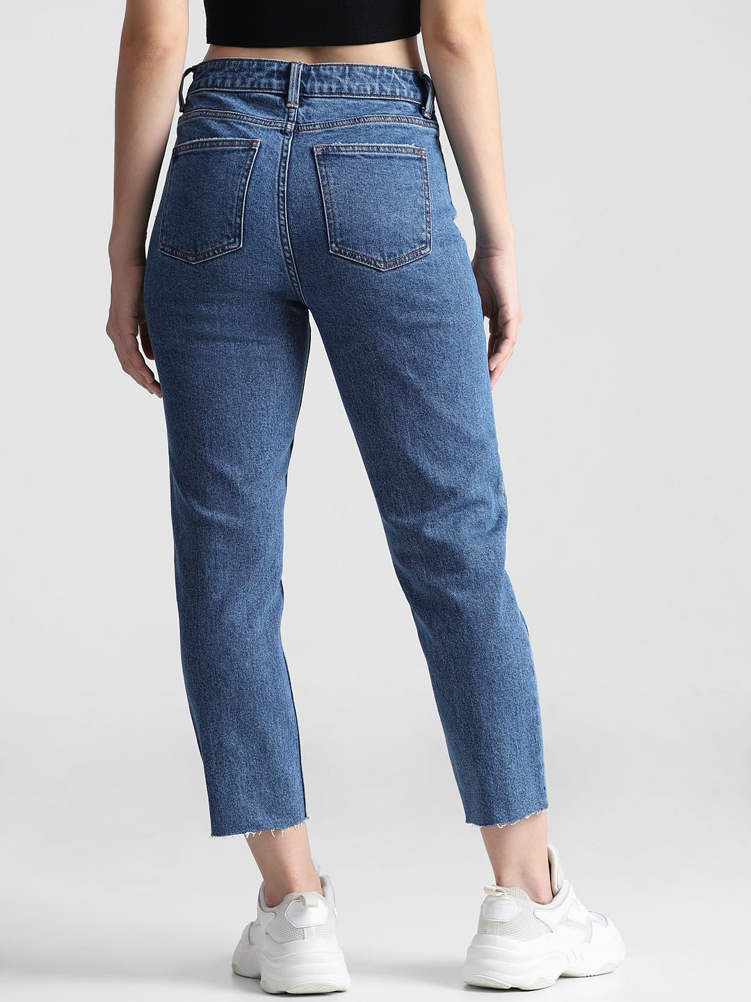 Blue High Rise Mom Fit Jeans
