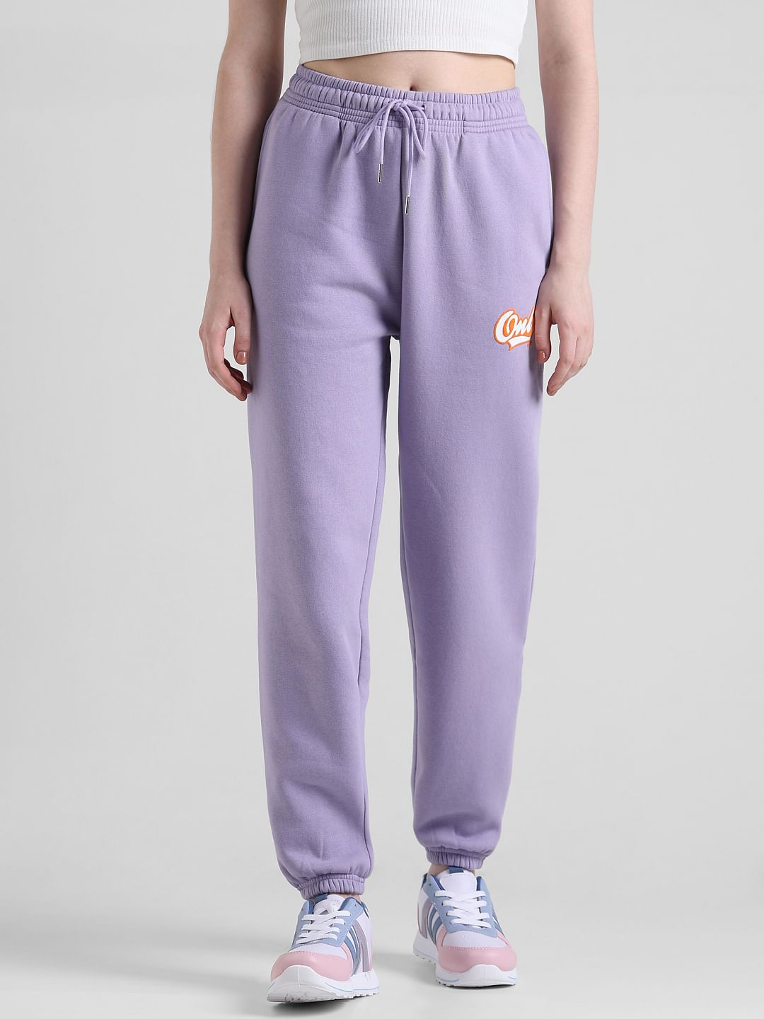 Purple Mid Rise Regular Fit Sweatpants