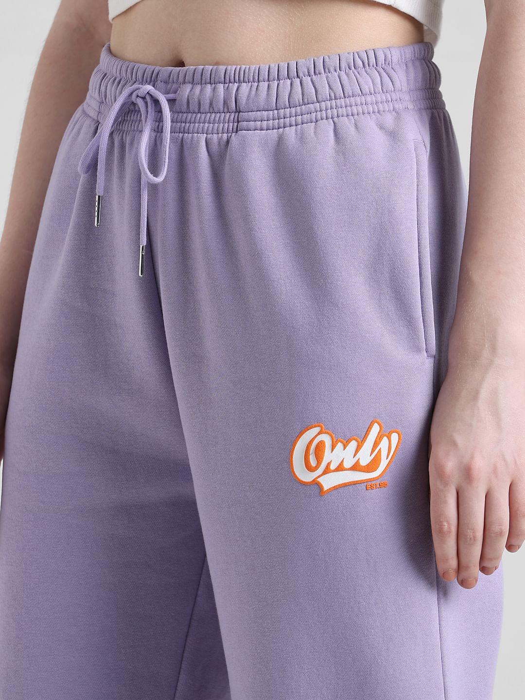 Purple Mid Rise Regular Fit Sweatpants