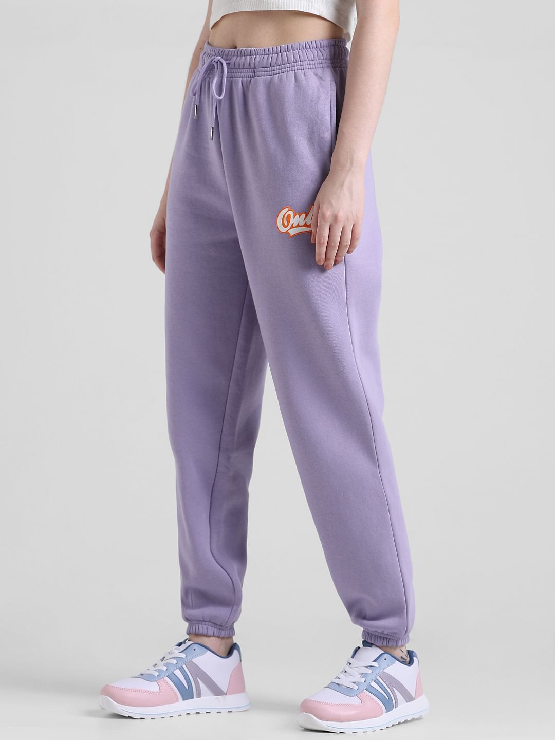 Purple Mid Rise Regular Fit Sweatpants