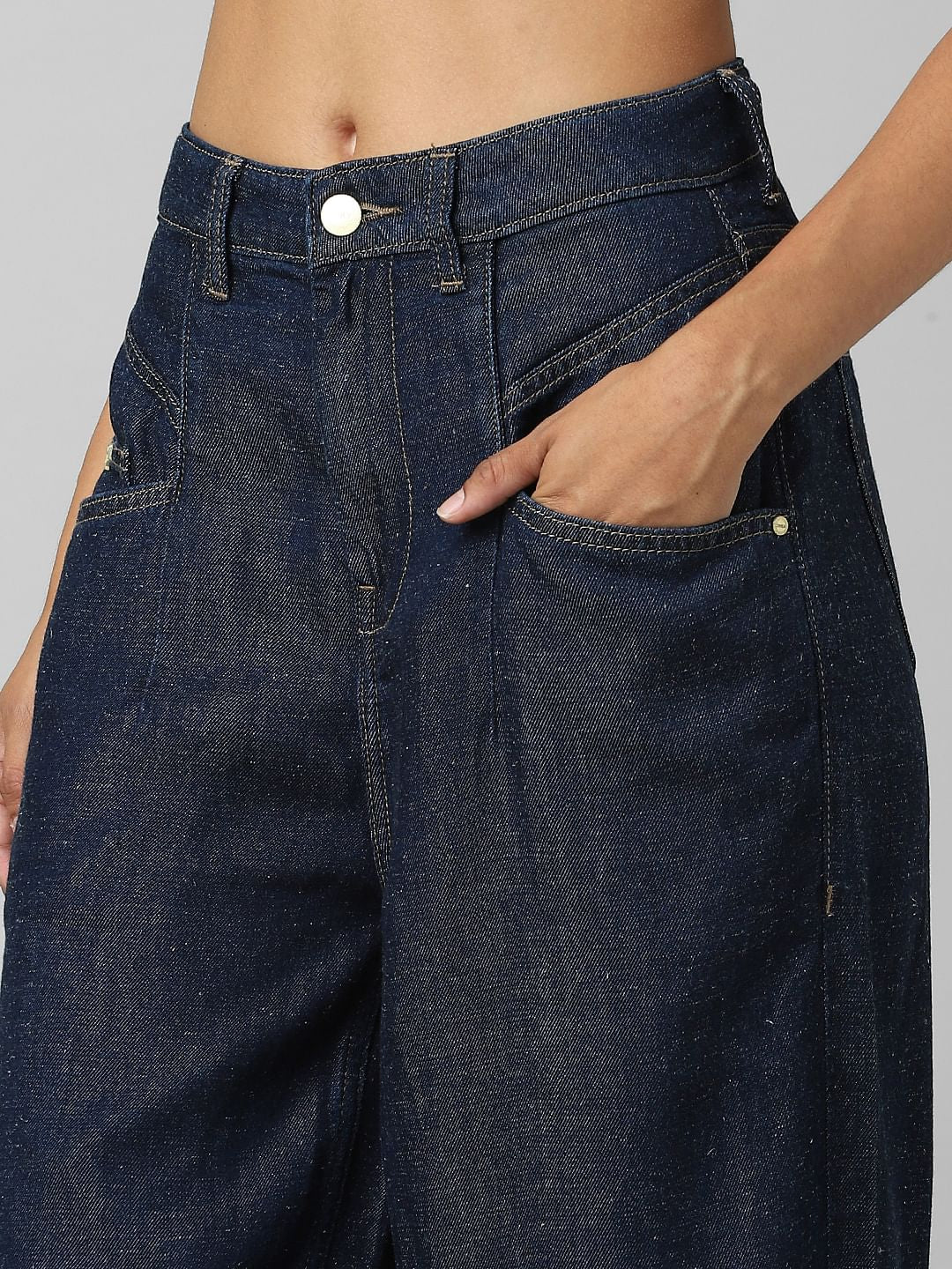Blue High Rise Wide Leg Jeans