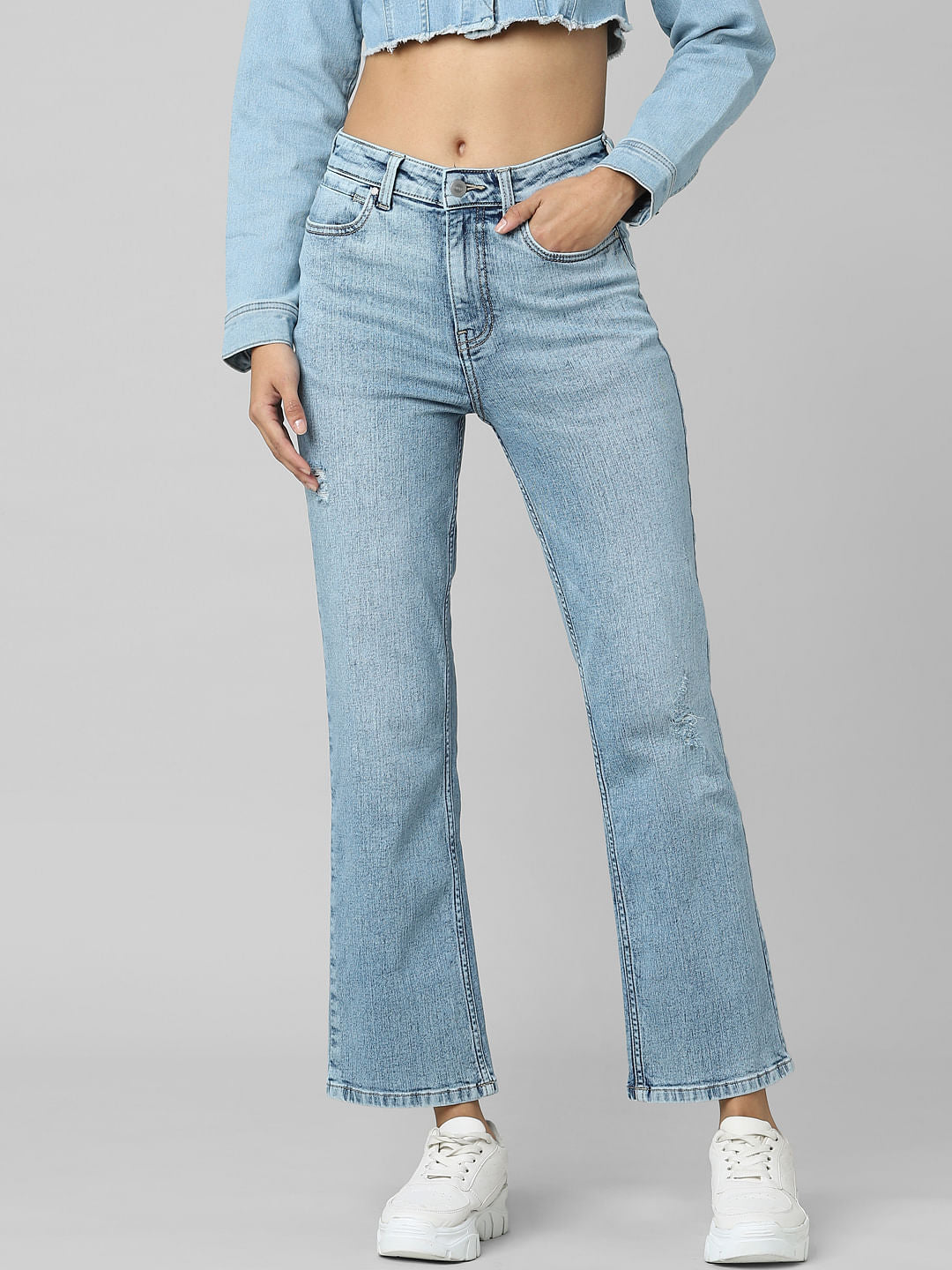 Blue High Rise Flared Fit Jeans