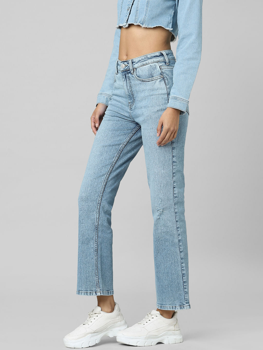 Blue High Rise Flared Fit Jeans