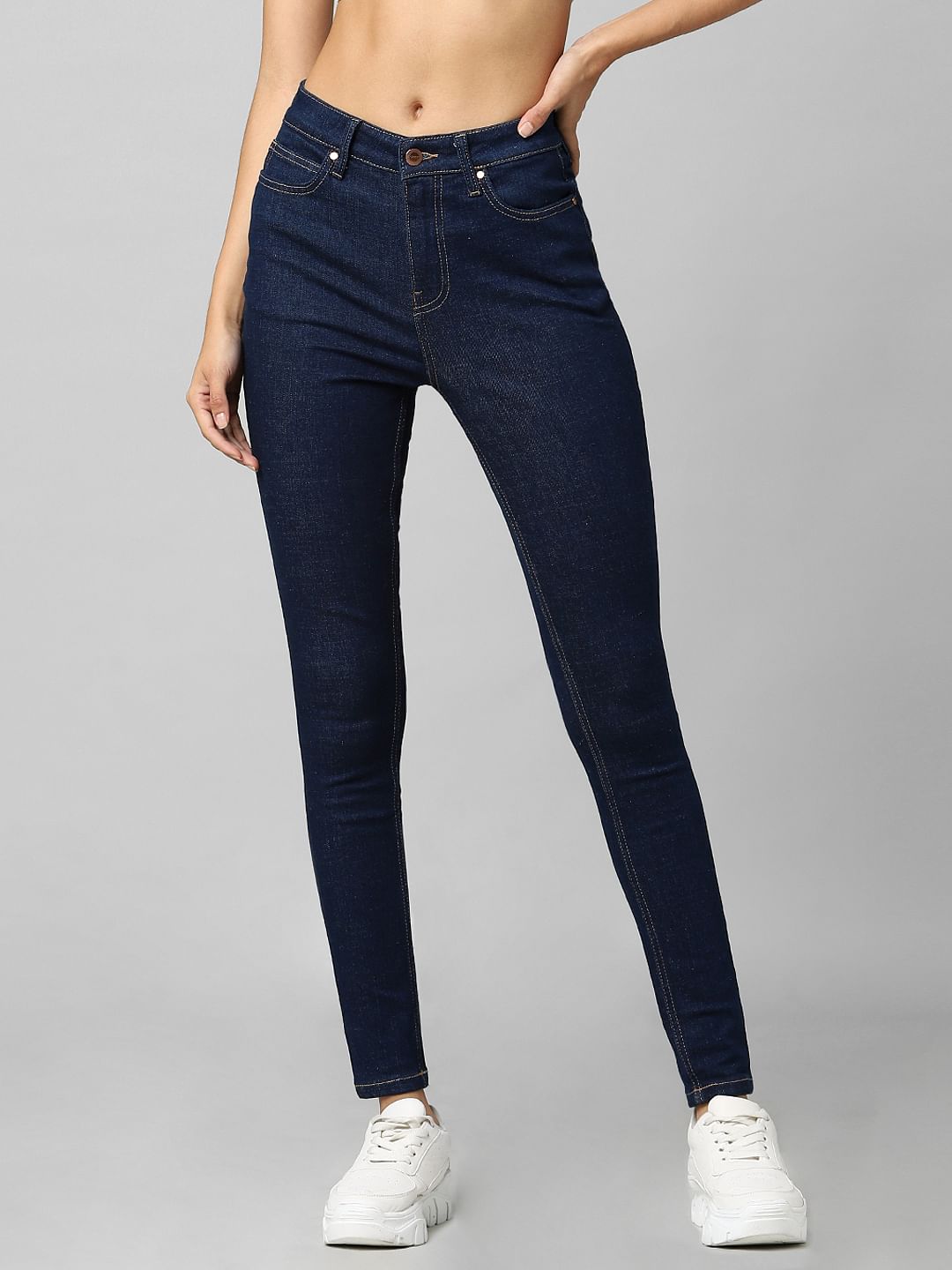 Dark Blue High Rise Skinny Jeans