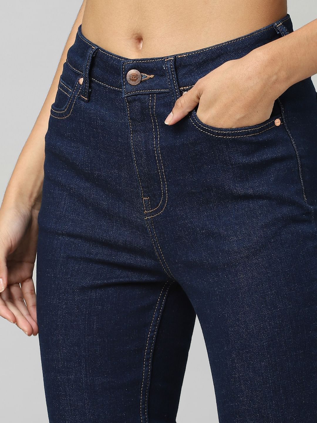 Dark Blue High Rise Skinny Jeans