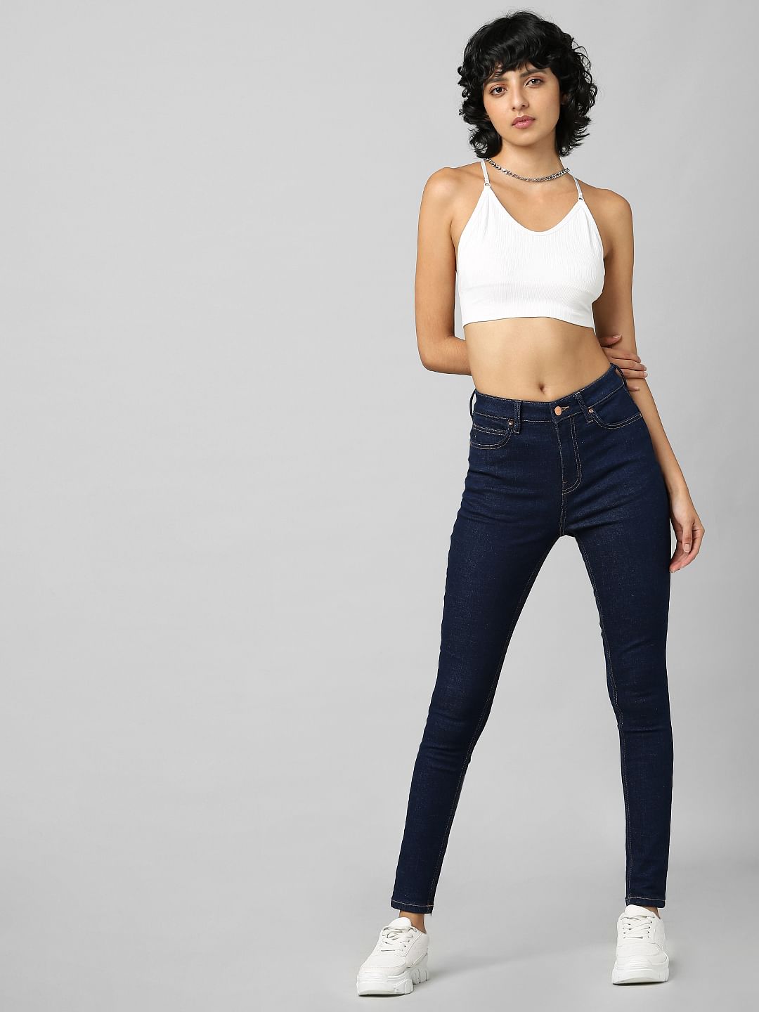 Dark Blue High Rise Skinny Jeans