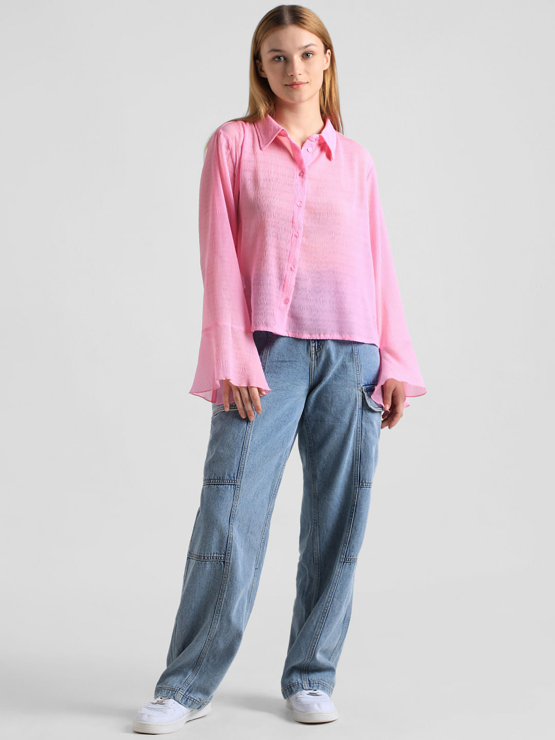 Light Pink Crinkled Shirt