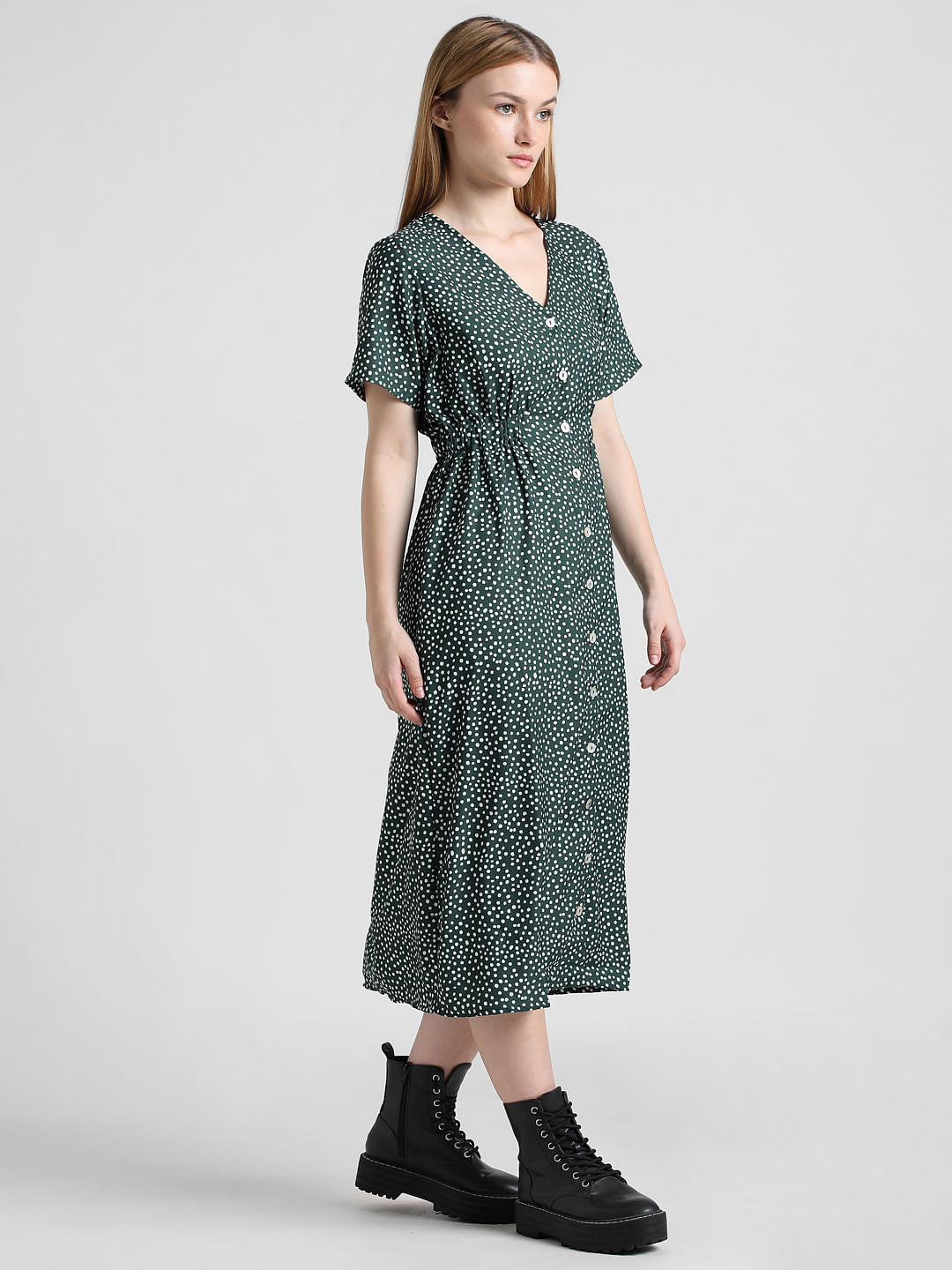 Green Polka Dot Midi Dress