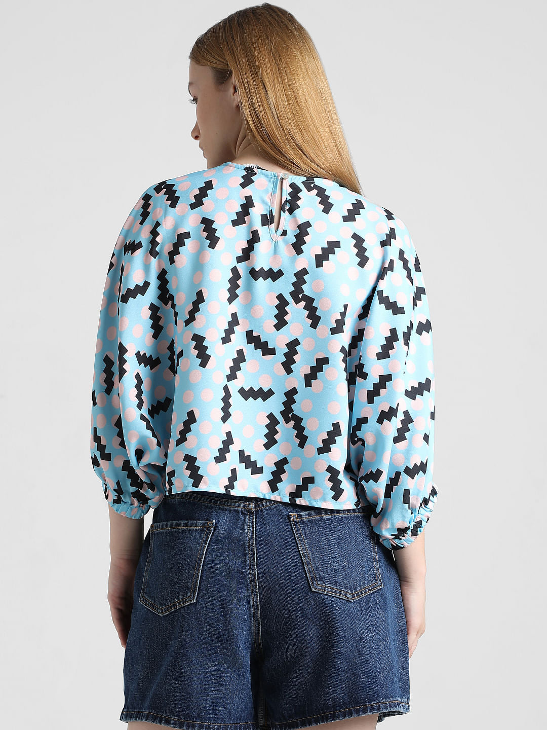 Blue Abstract Print Top