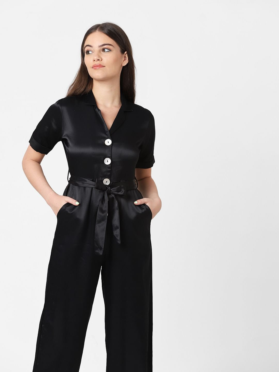 Black Button Down Jumpsuit