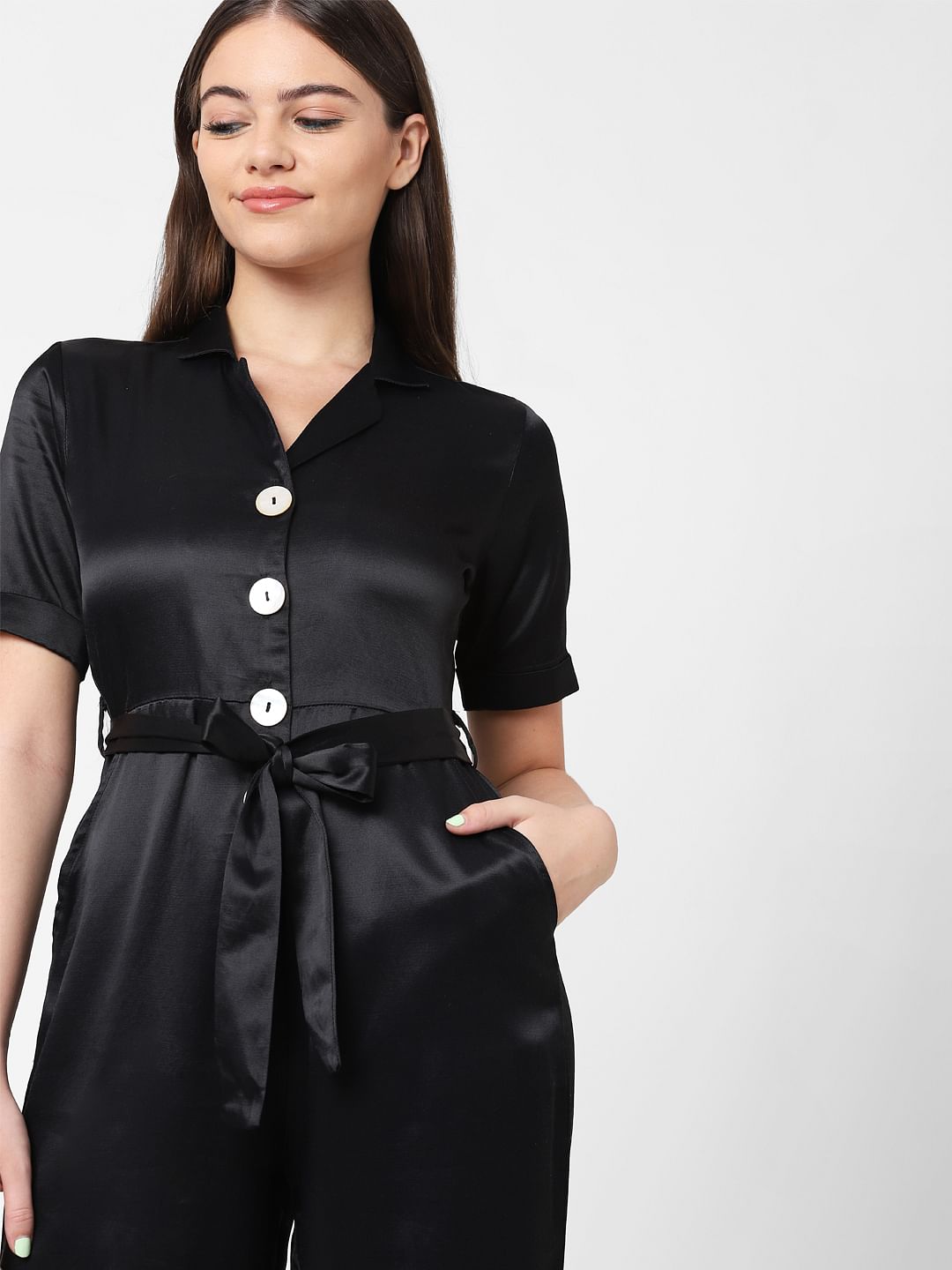 Black Button Down Jumpsuit