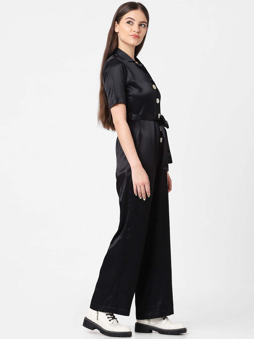 Black Button Down Jumpsuit