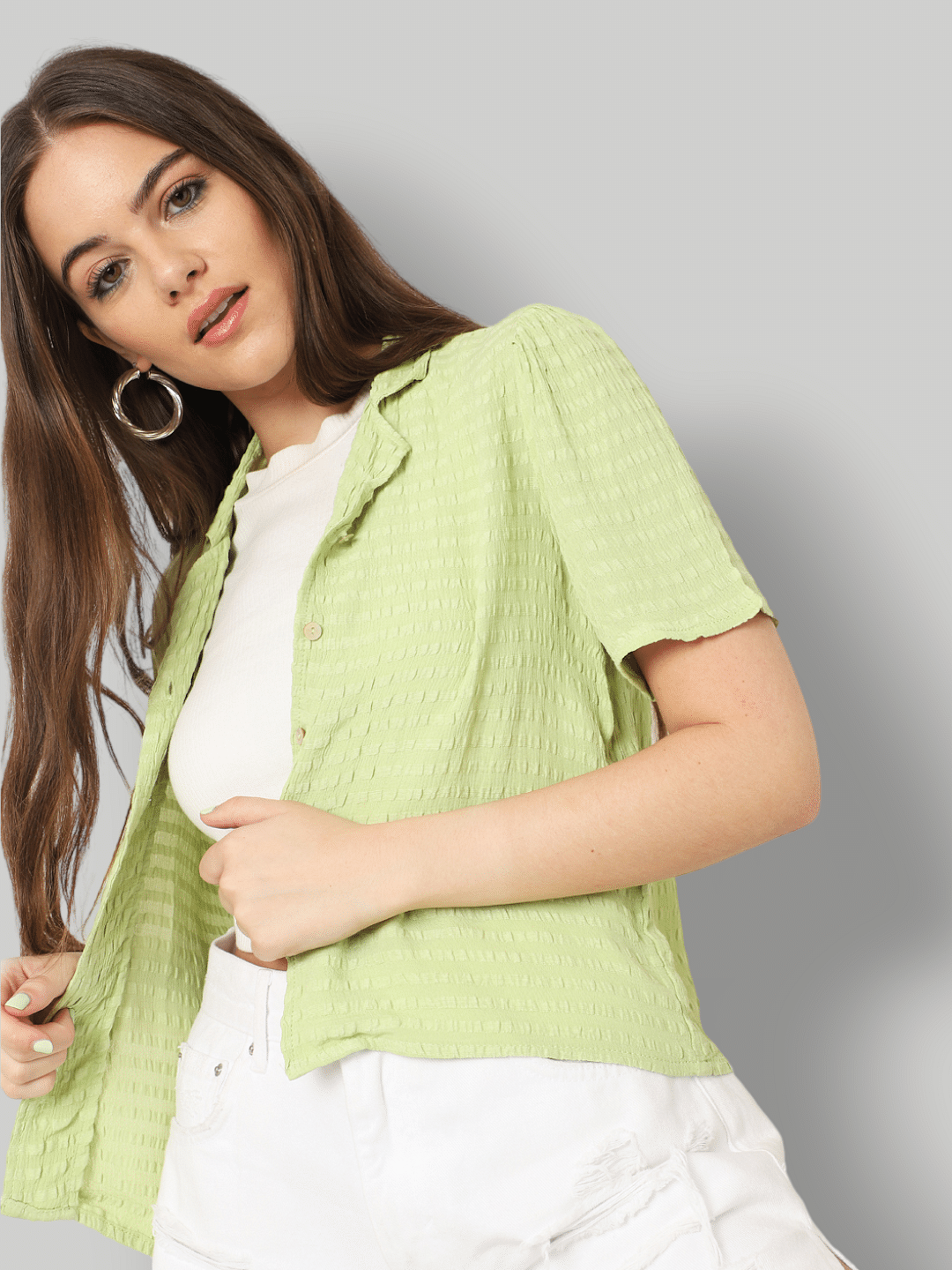 Green Textured Shirt