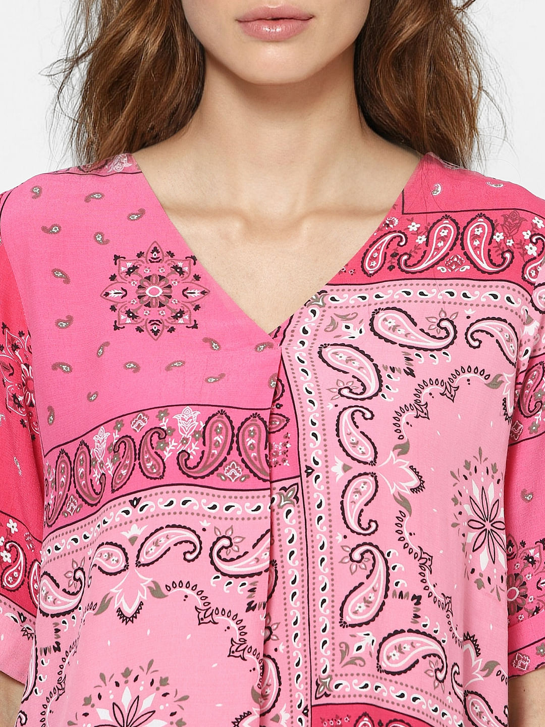 Pink Paisley Print Top