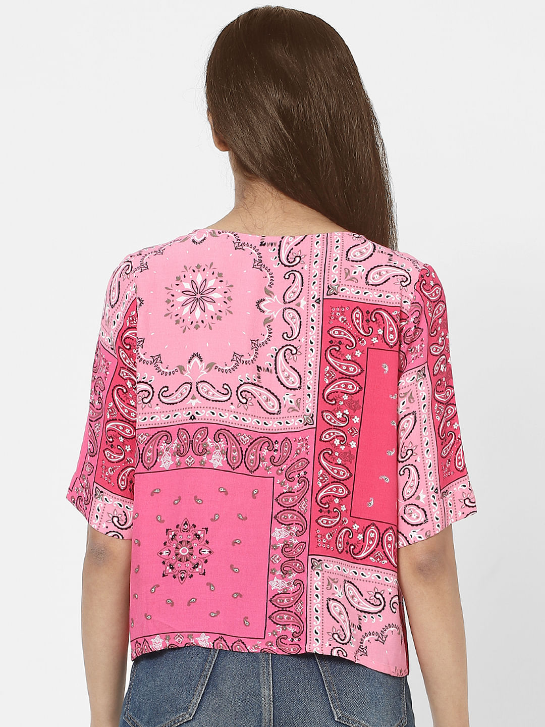 Pink Paisley Print Top