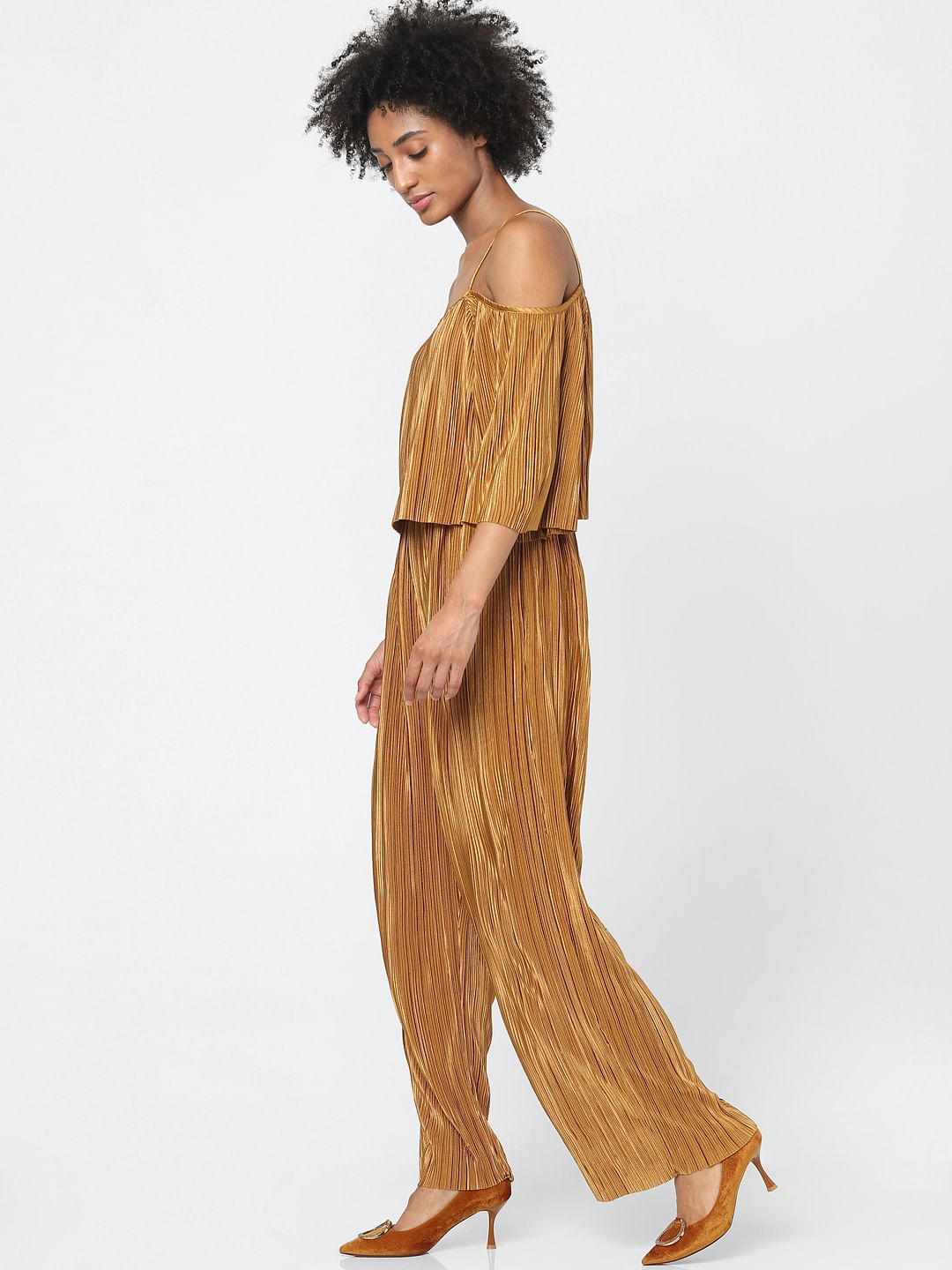 Brown Pleated Jumpsuit