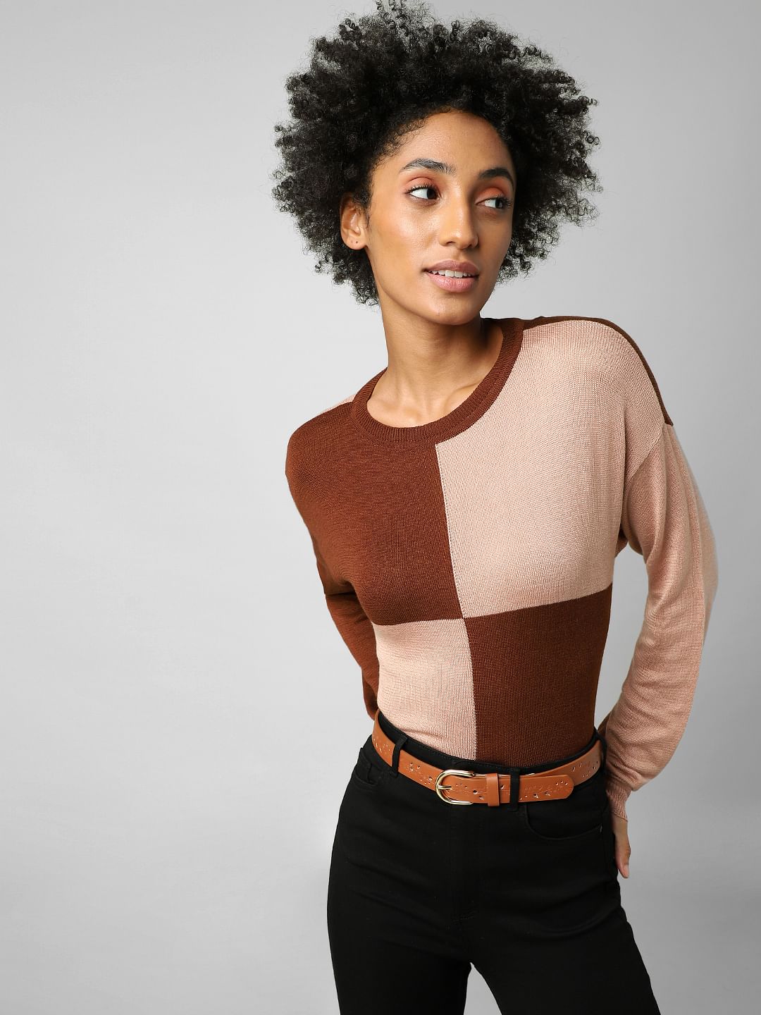 Pink Colourblocked Pullover