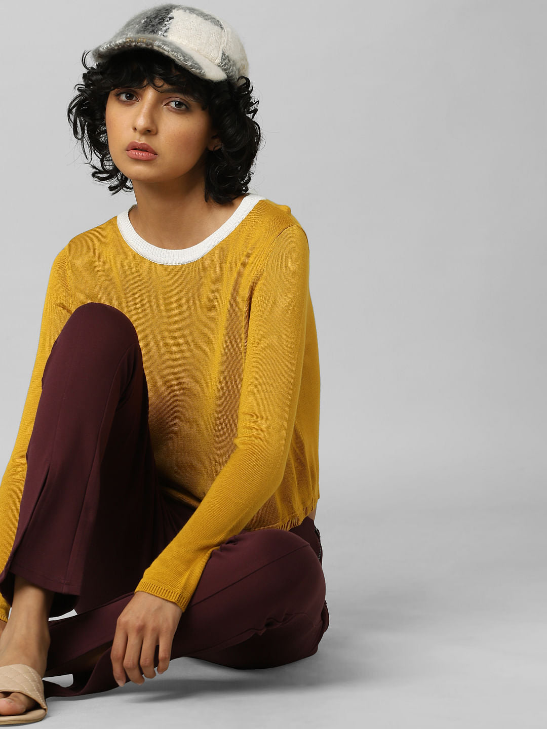 Mustard Contrast Tipping Pullover
