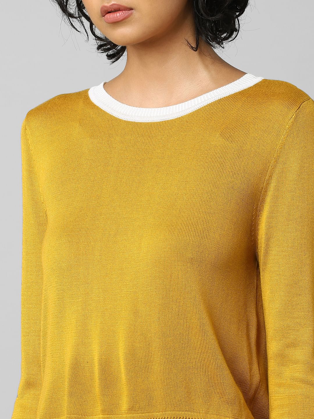 Mustard Contrast Tipping Pullover