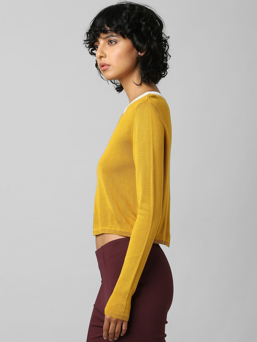 Mustard Contrast Tipping Pullover