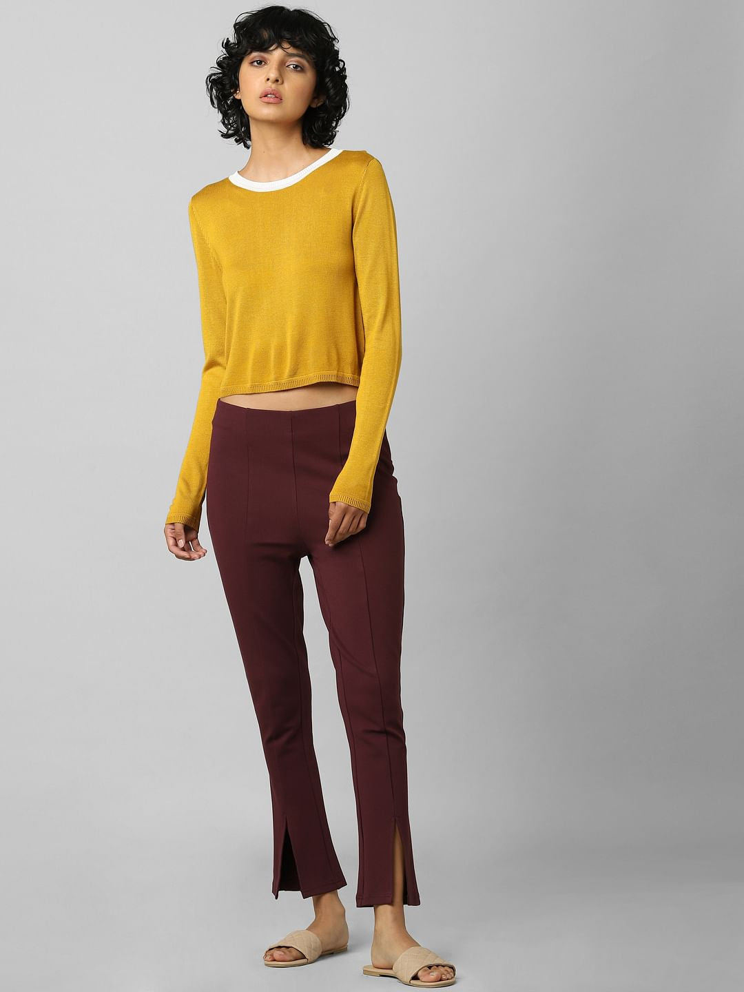 Mustard Contrast Tipping Pullover