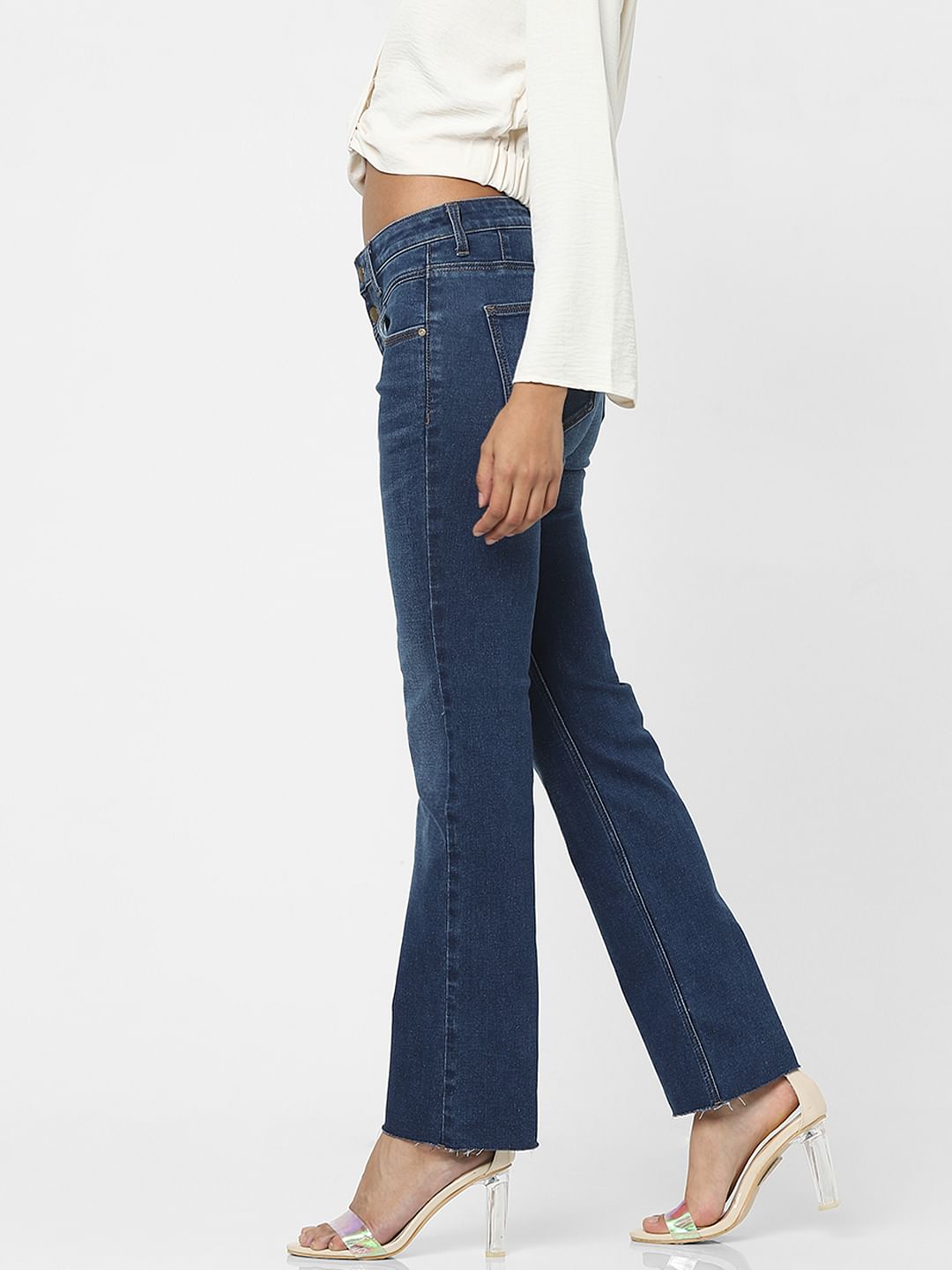 Blue High Rise Flared Jeans