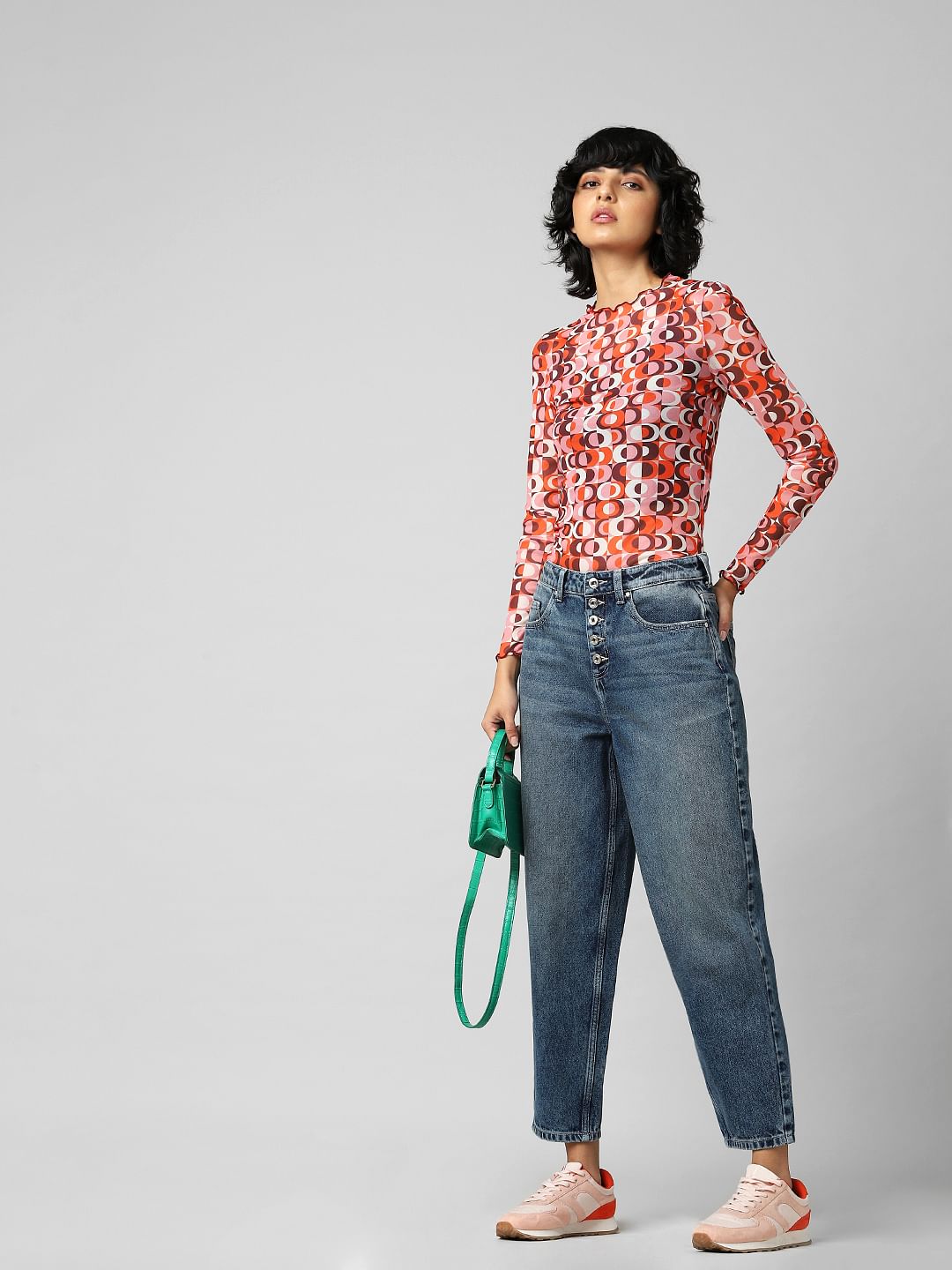 Blue High Rise Mom Jeans