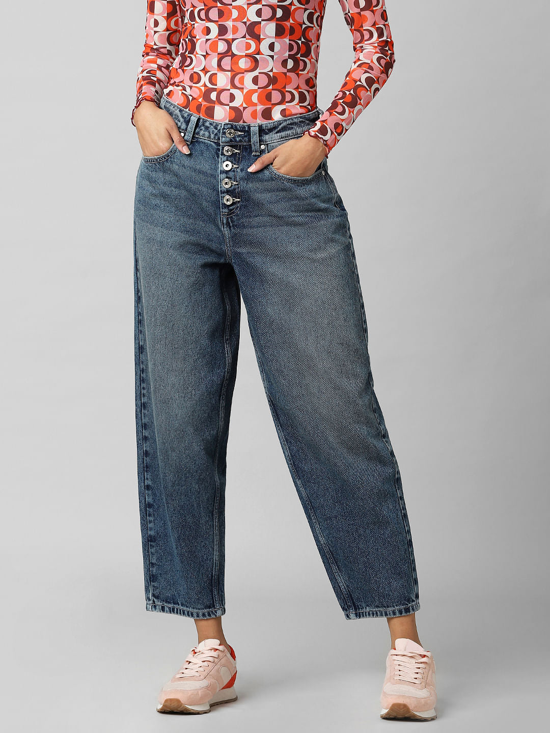 Blue High Rise Mom Jeans