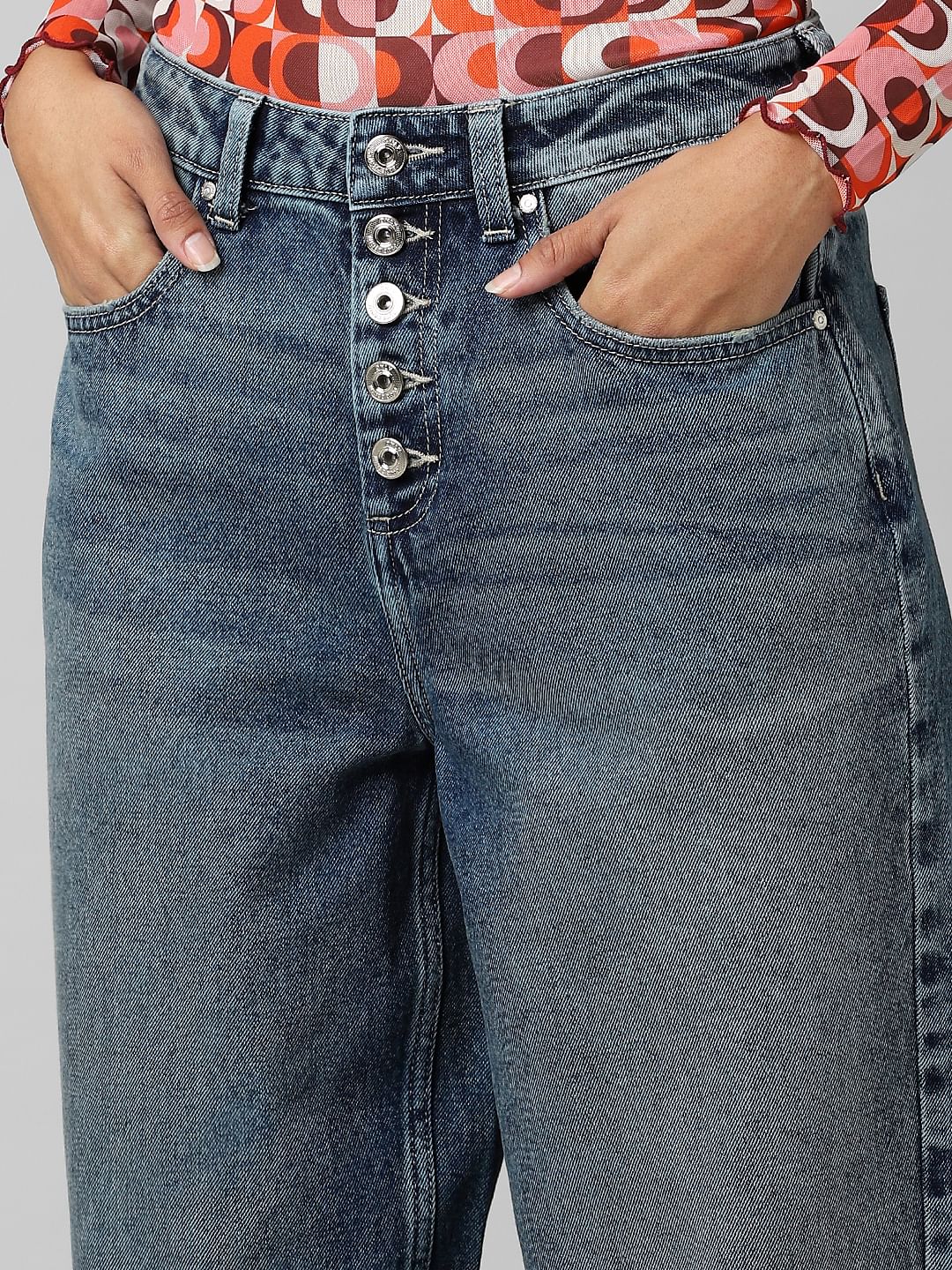 Blue High Rise Mom Jeans
