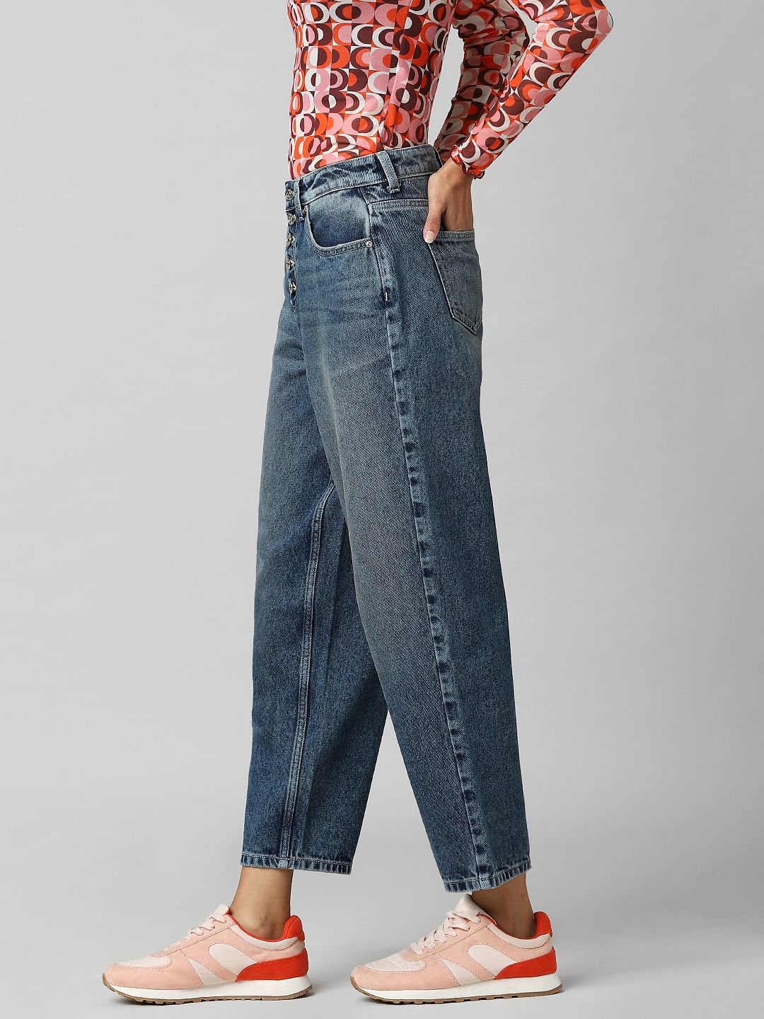 Blue High Rise Mom Jeans