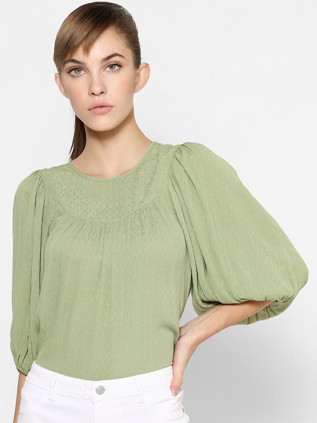 Green Textured Top