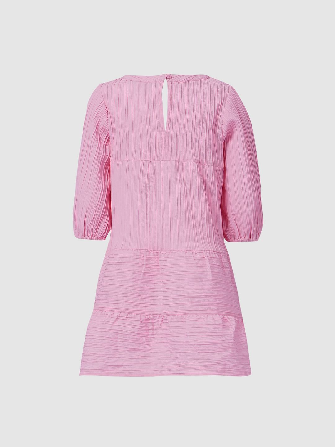 Girls Pink Textured Dress
