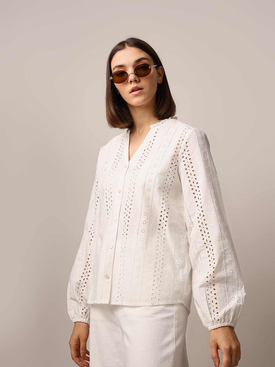 White Embroidered Shirt