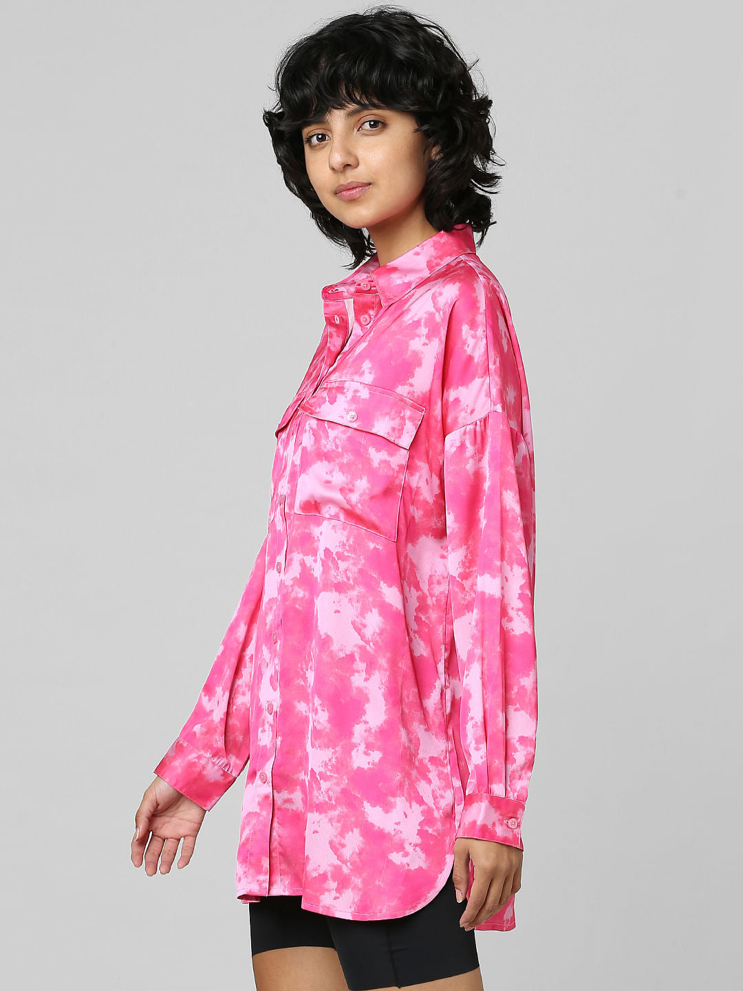 Pink Satin Long Shirt