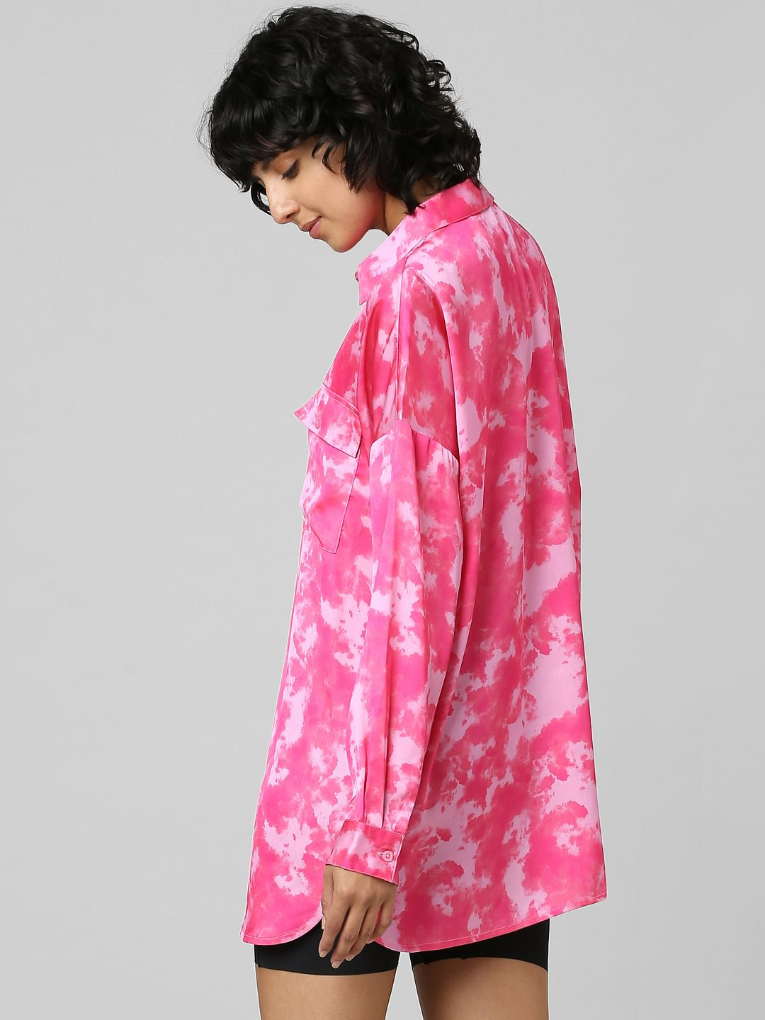 Pink Satin Long Shirt