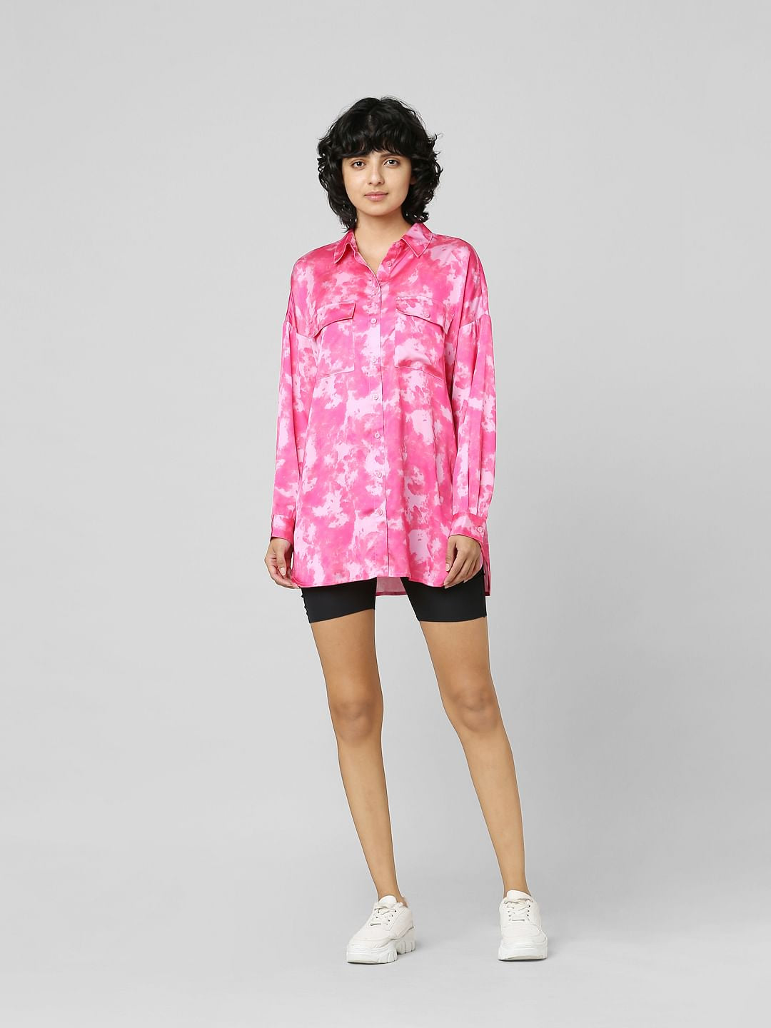 Pink Satin Long Shirt