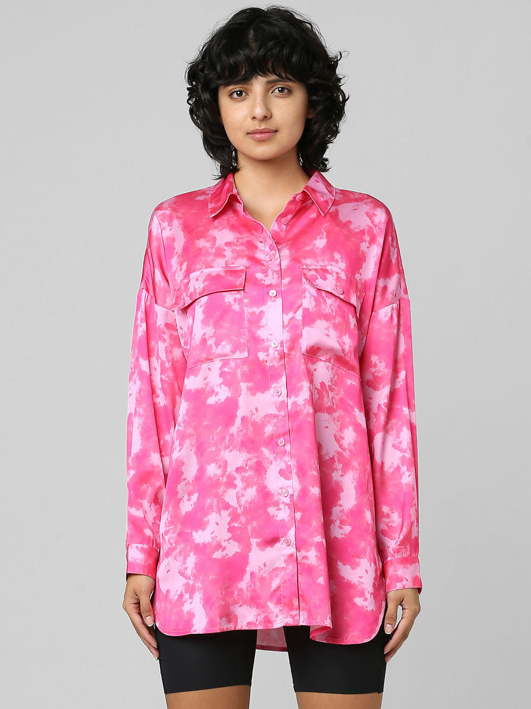 Pink Satin Long Shirt