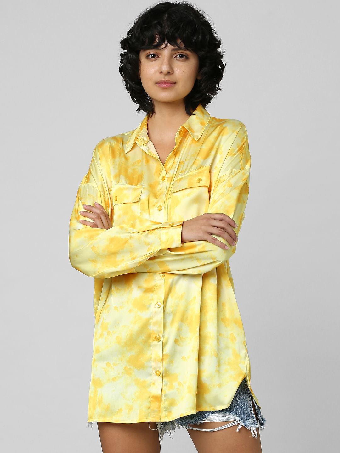 Yellow Satin Long Shirt