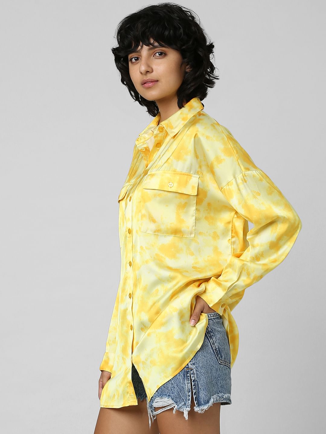 Yellow Satin Long Shirt