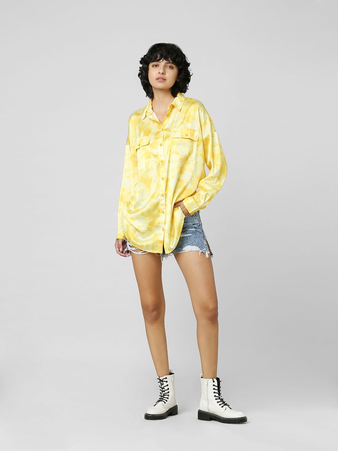 Yellow Satin Long Shirt