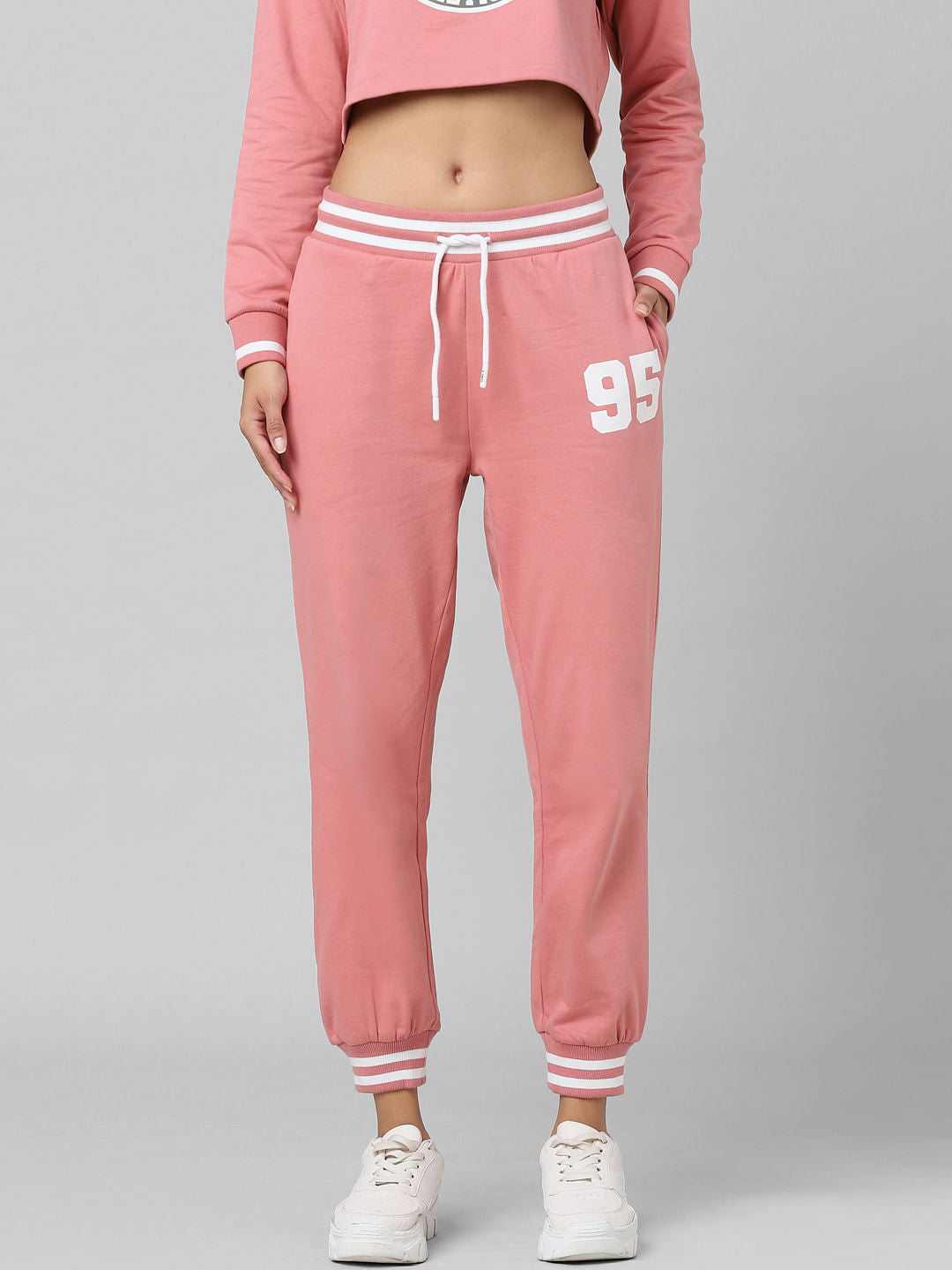 Pink Mid Rise Co-Ord Joggers