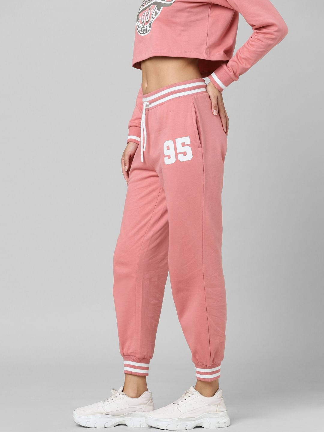 Pink Mid Rise Co-Ord Joggers
