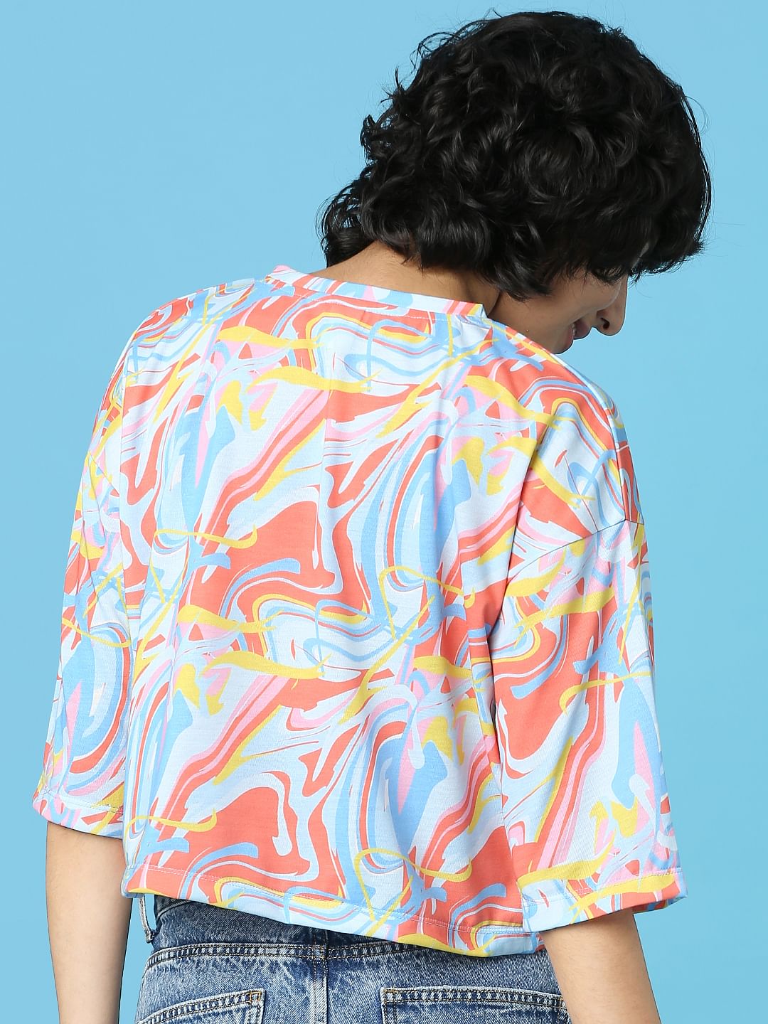 The Smurfs X Only Blue Printed Cropped T-Shirt