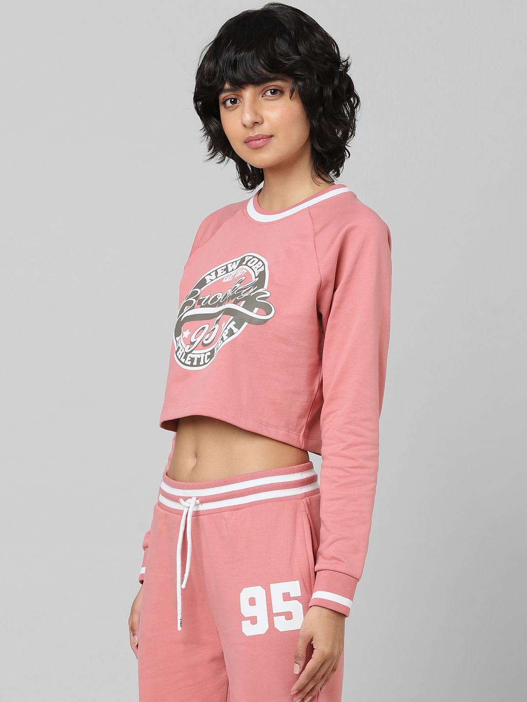 Pink Printed Co-Ord Sweatshirt