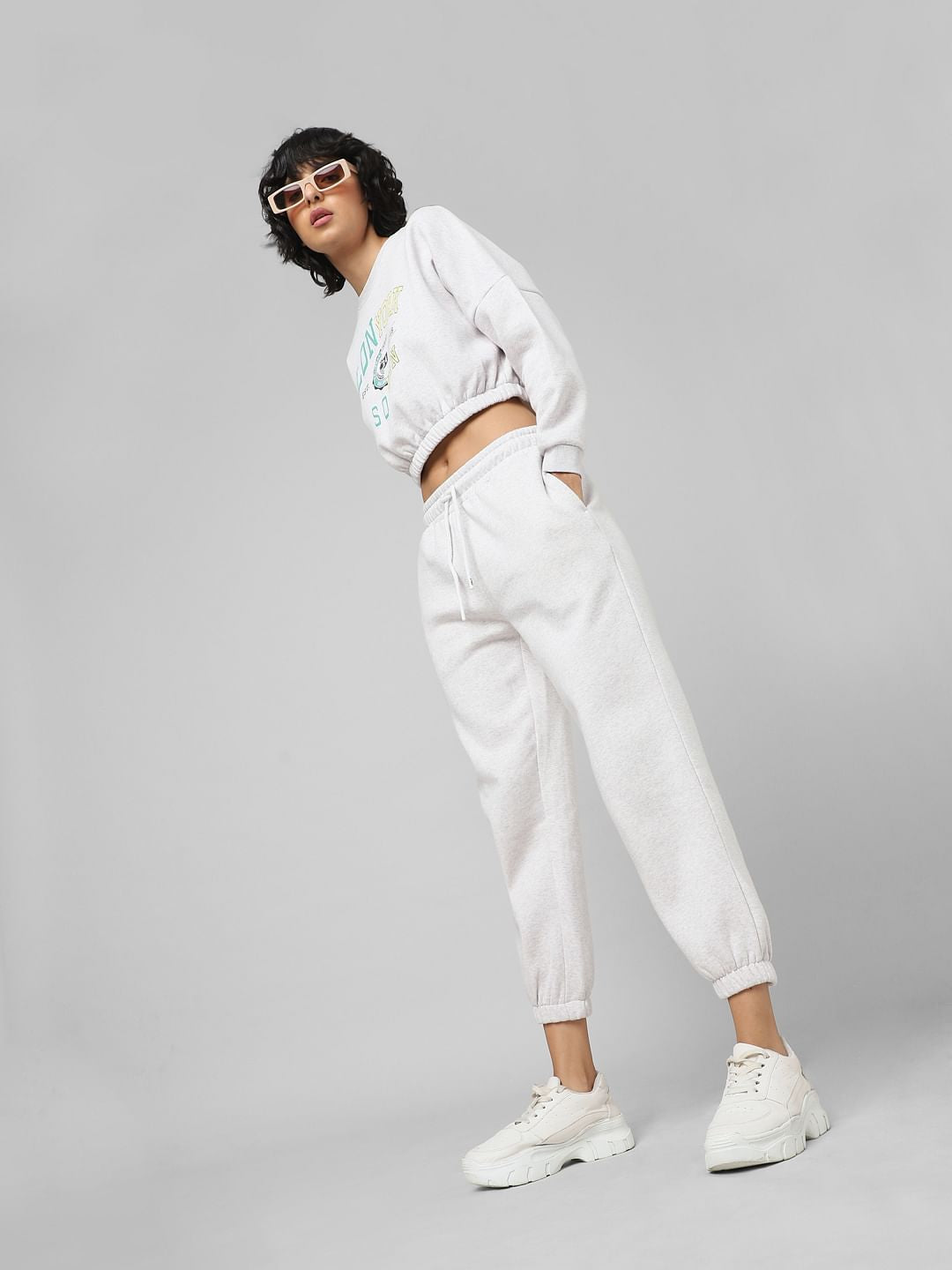 Grey Mid Rise Co-Ord Joggers