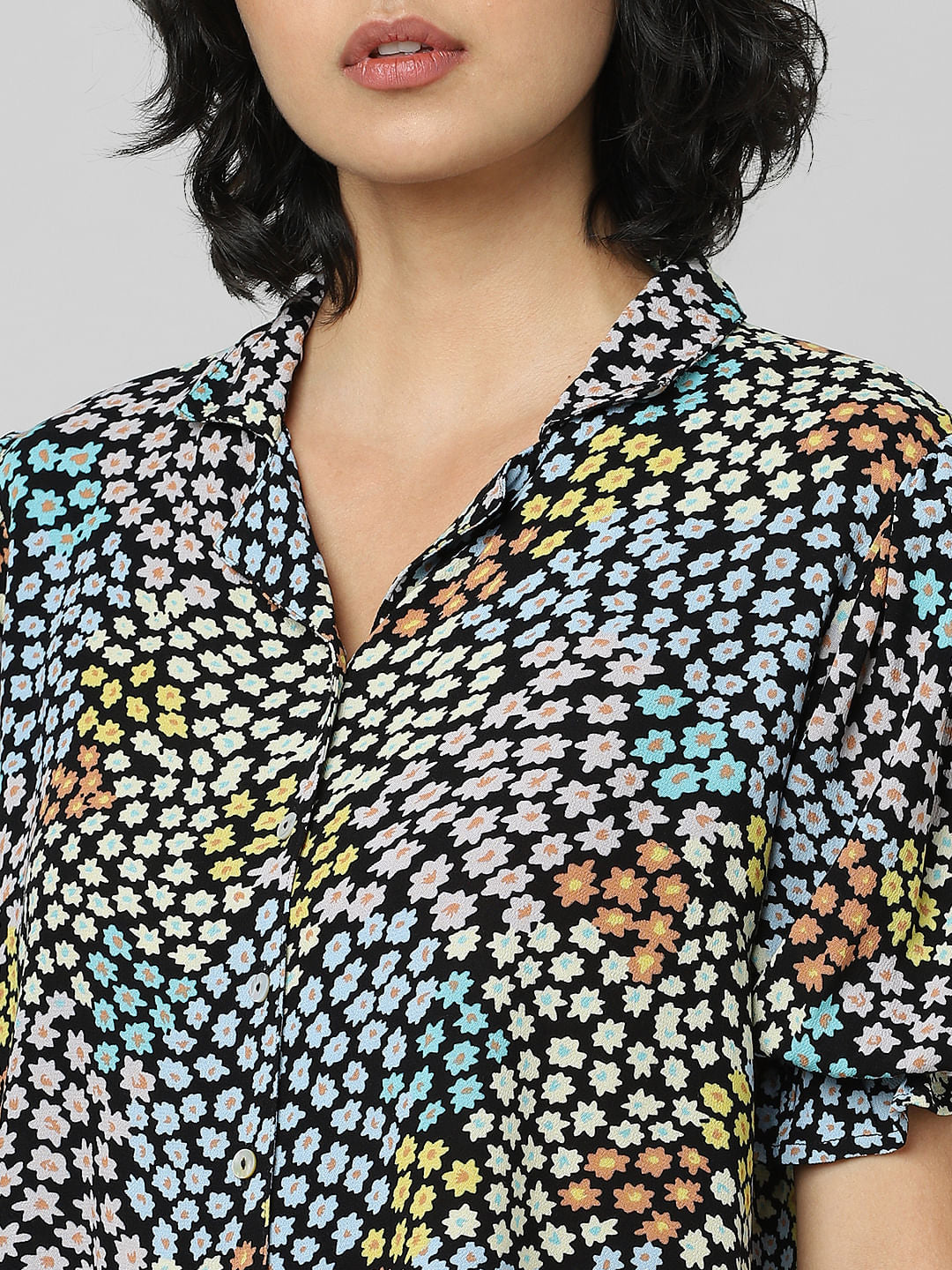 Black Floral Resort Shirt